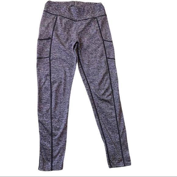 🎈Gray Black Marled Leggings Tech Pockets - Picture 3 of 4